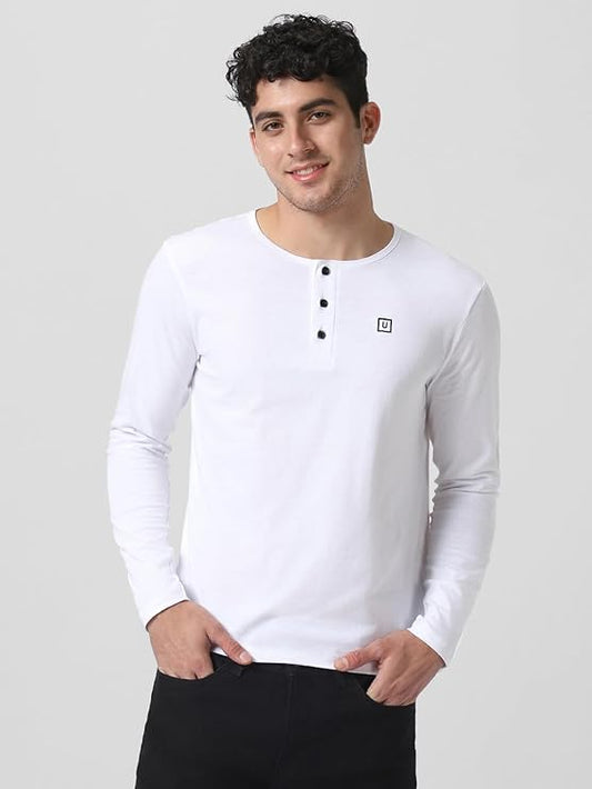 MetroFit | Fashion Men's Solid Henley Neck Slim Fit Full Sleeve Cotton T-Shirt