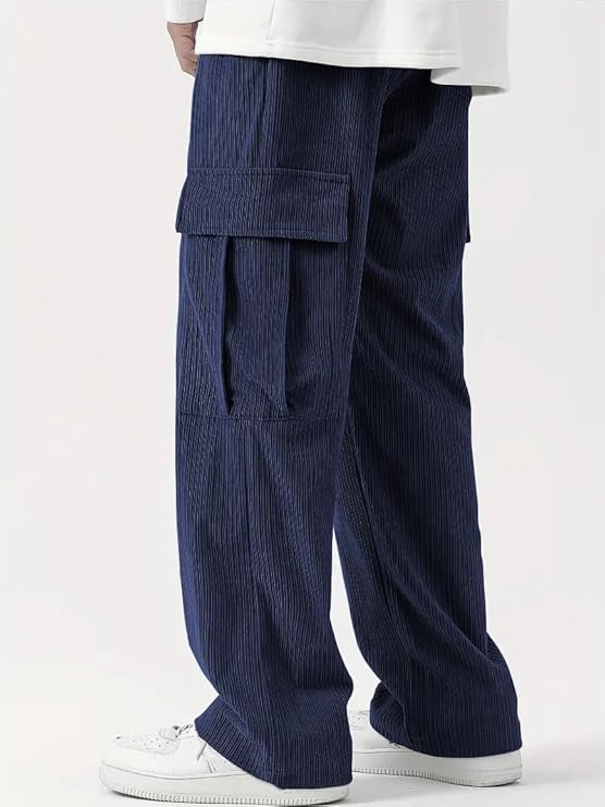 TrendVerse | Men's Cotton Cargo Joggers – Loose Fit with 6 Utility Pockets