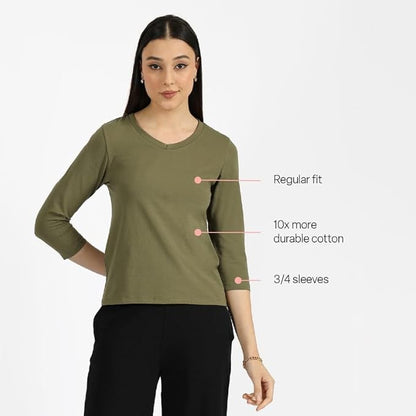 ThinkinClub | Women's Solid Regular Fit T-Shirt