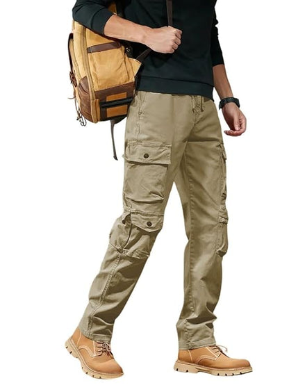 Men Mid Rise Cargo Pants with 6 Pockets
