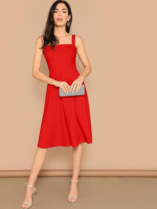 GlamAura | Dress Women's Fit And Flare Midi Dress