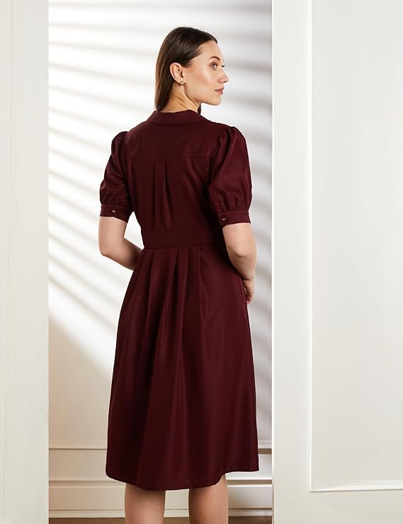 Women’s Classic Fit & Flare Wrap Dress – Midi Length