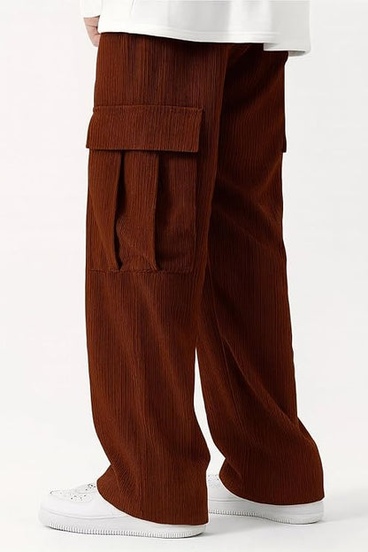 TrendVerse | Men's Cotton Cargo Joggers – Loose Fit with 6 Utility Pockets