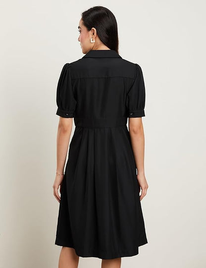 Women’s Classic Fit & Flare Wrap Dress – Midi Length