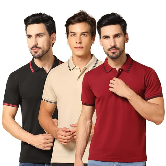 Men's Soild Collar Neck Half Sleeve Polo T-Shirt Combo