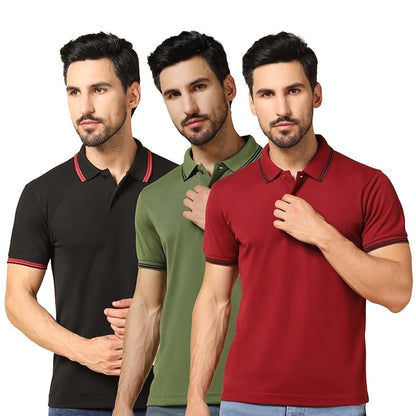 Men's Soild Collar Neck Half Sleeve Polo T-Shirt Combo