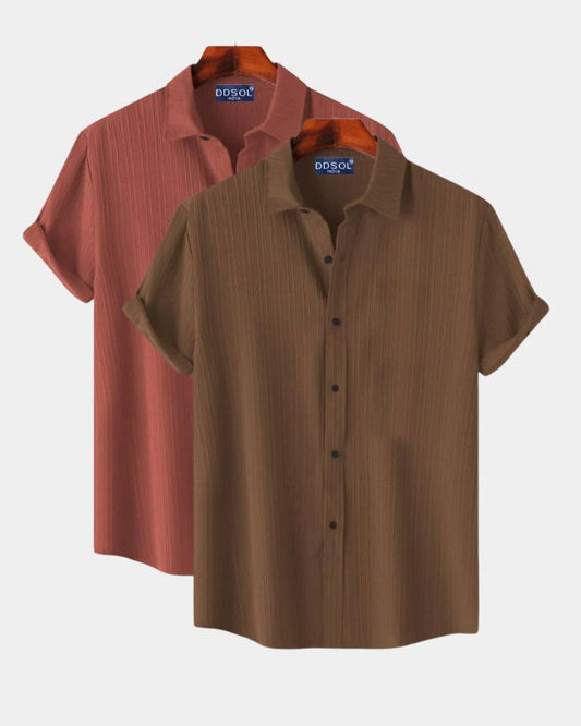 Brick & Bark shirt set combo for men in brick and bark colors lightweight breathable fabric Maviliner
